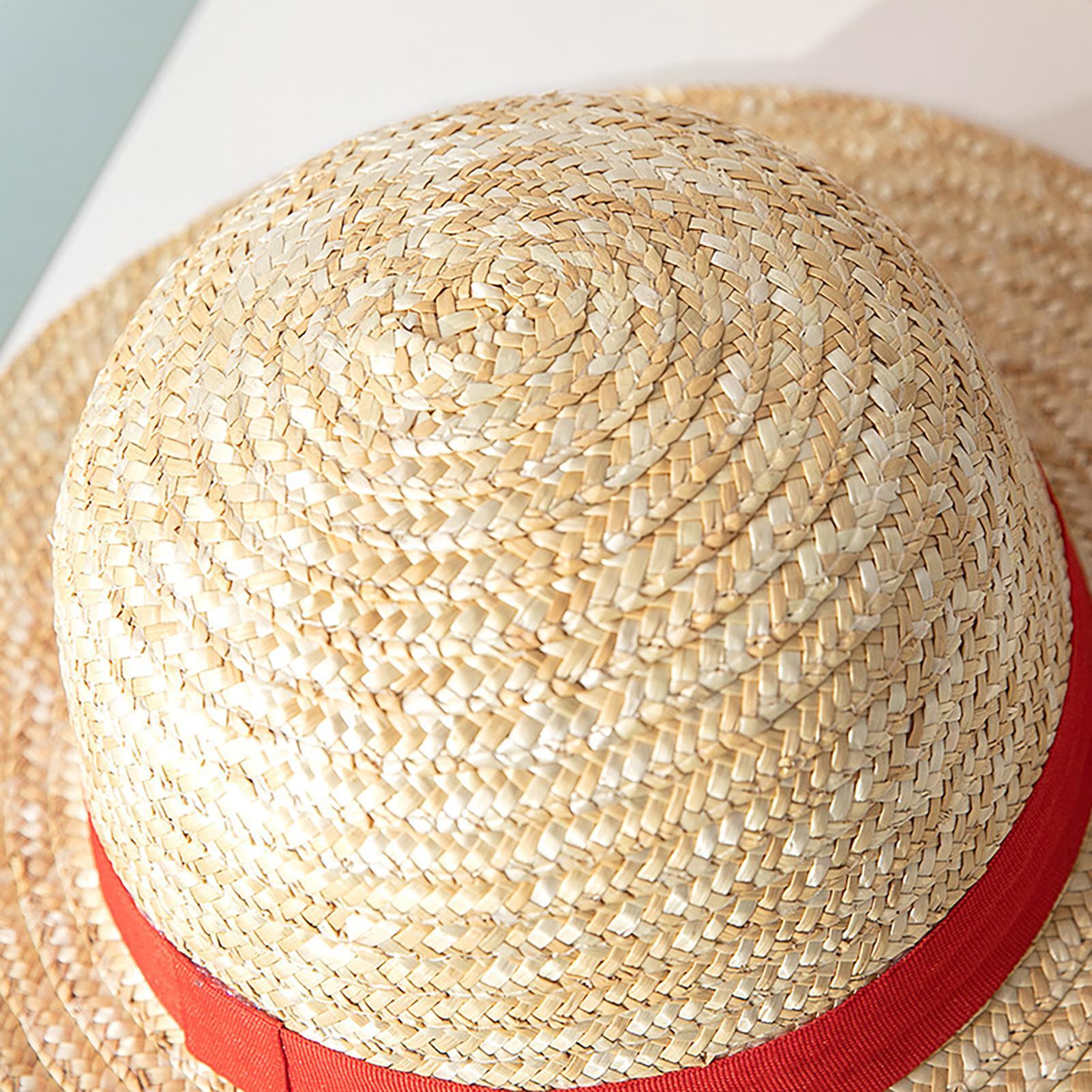 Straw Hat Summer - หมวกฟางธรรมชาติ หมวกคอสเพลย์อนิเมะลูฟี่ อุปกรณ์ประกอบการแสดง ชุดแฟนซี งานปาร์ตี้ หมวกฟางสีเหลืองสำหรับฤดูร้อน