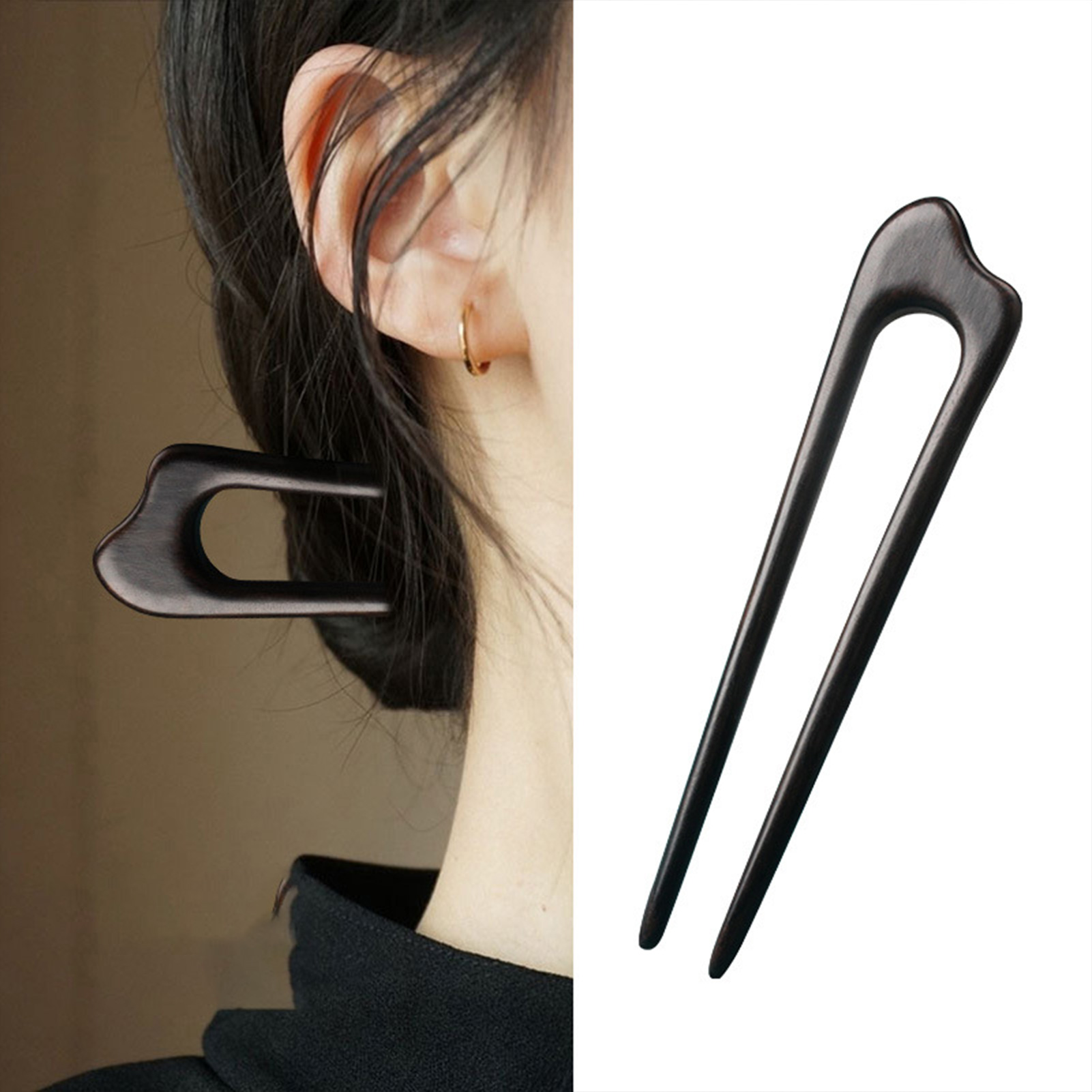 Women Fashion Hair Style - ไม้เสียบผมแบบจีนโบราณ รูปตัว U สำหรับผู้หญิง ใช้ทำผมทรงบัน เครื่องประดับผมสไตล์เรโทร