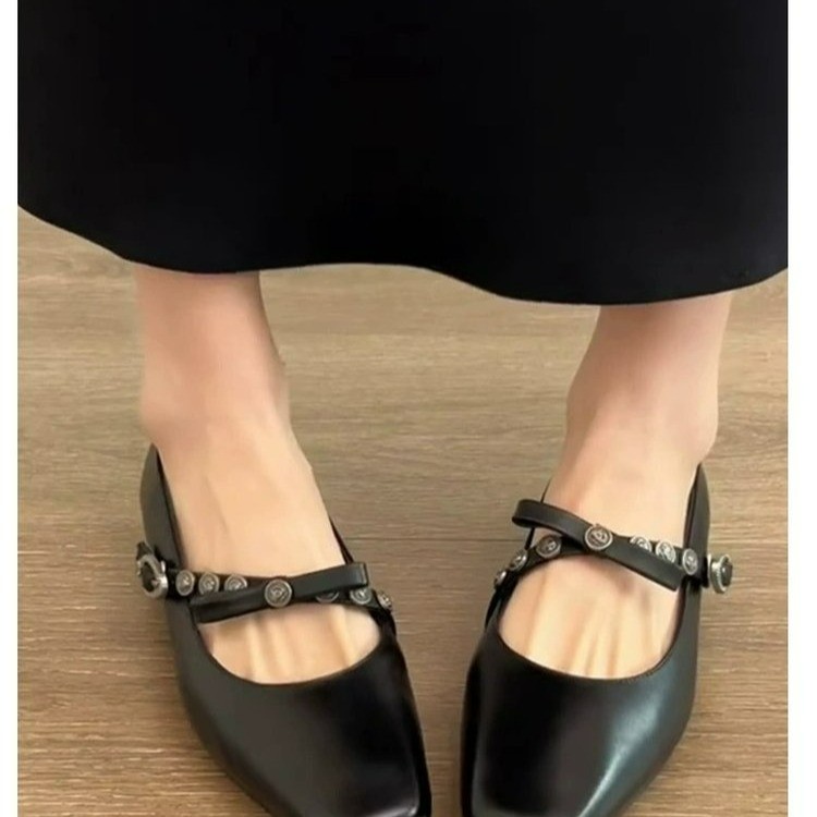 Women'S Fashion Spring Summer 2026 - รองเท้าสไตล์ฝรั่งเศสแบบโบว์ หัวเหลี่ยม ส้นหนา รุ่นแมรี่เจน สำหรับผู้หญิง คอลเลคชั่นฤดูใบไม้ผลิ/ฤดูร้อน