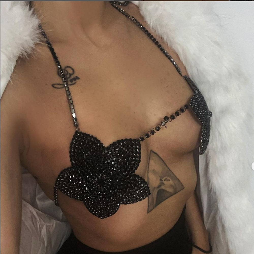 Women'S Fashion Harness - Stonefans เครื่องประดับโซ่พลอยเทียมชุดชั้นในลายดอกไม้คริสตัลสีดำสำหรับผู้หญิงชุดชั้นในสุดเซ็กซี่เครื่องแต่งกายหรูหราอุปกรณ์เสริมสายรัด