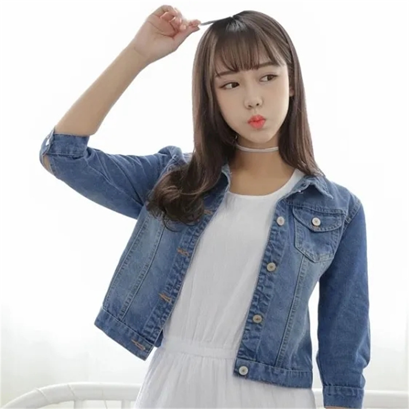Women'S Fashion Denim Jacket - แจ็คเก็ตยีนส์ผู้หญิงครึ่งแขนแจ็คเก็ตยีนส์ผู้หญิงยืดหยุ่นสบายเสื้อยีนส์สั้นแจ็คเก็ตยีนส์นักเรียนหญิงด้านบน