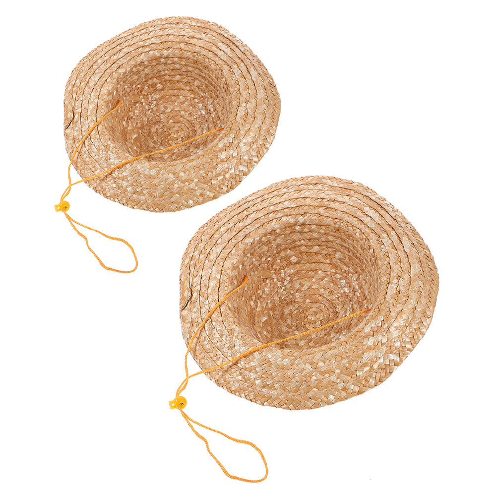 Straw Hat Summer - 2 ชิ้น หมวกกันแดดเด็ก หมวกปีกกว้าง ทำจากฟางธรรมชาติ น้ำหนักเบา