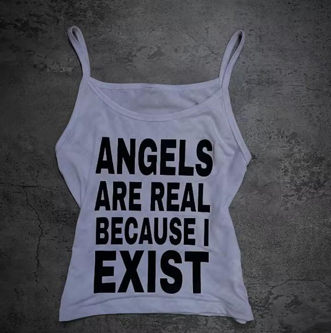 Women'S Real Y2K Fashion - เสื้อกล้ามพิมพ์ลาย Women Y2K Angels Are Real