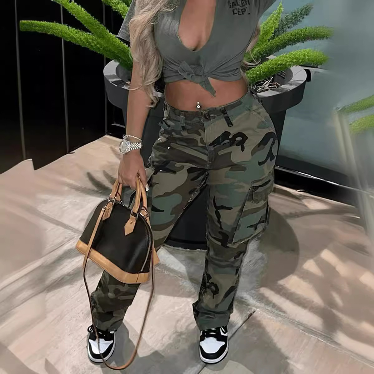 Women'S Fashion Utility Pants - กางเกงขายาวทรงตรงเอวสูงลายพรางหลากสีสำหรับผู้หญิง แฟชั่นฤดูใบไม้ผลิ 2023 ชุดลำลองสไตล์ยูทิลิตี้