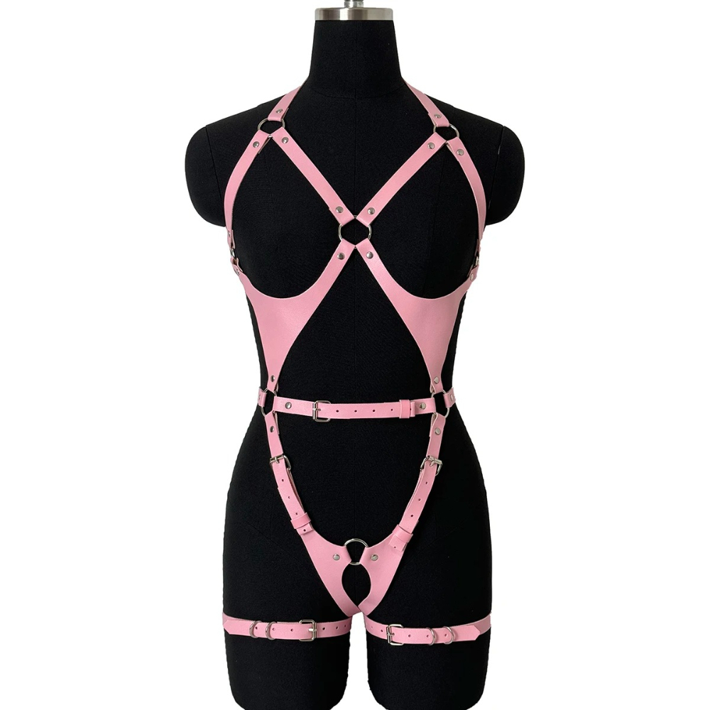 Women'S Fashion Harness - เข็มขัดรัดตัวแบบเต็มตัวสำหรับผู้หญิง ทำจากหนัง PU ปรับได้ สไตล์โกธิค เฟติช