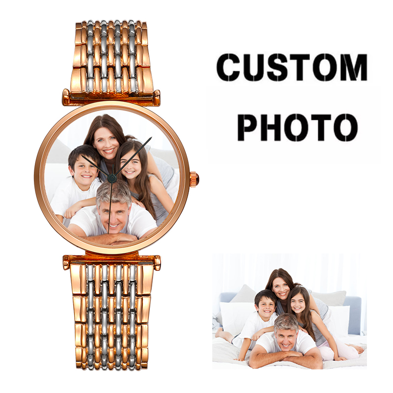 Fashion Women Watch - ผู้หญิงดูที่กําหนดเองหน้าปัดภาพภาพโลหะผสมนาฬิกาทําโลโก้ของคุณเอง
