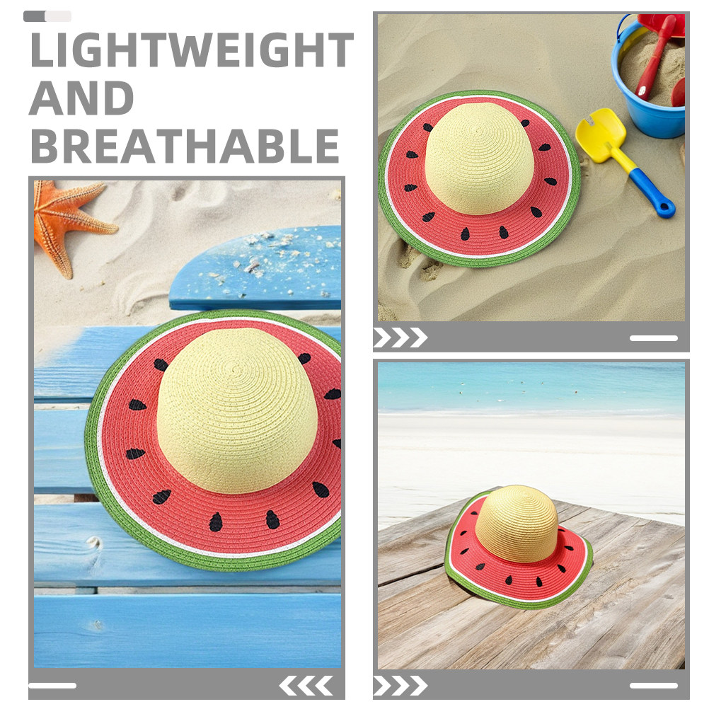 หมวกฟางลายแตงโมสำหรับเด็กผู้หญ - Straw Hat Summer บทวิจารณ์และราคา