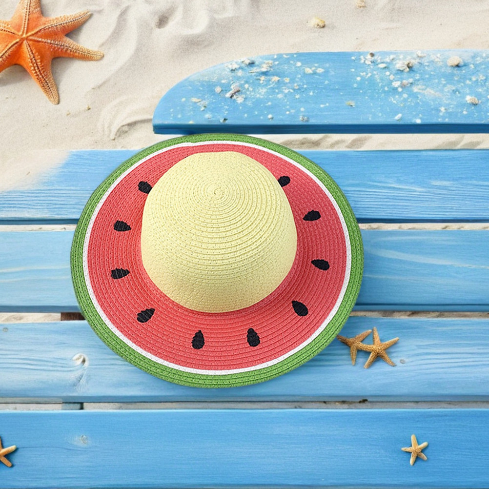หมวกฟางลายแตงโมสำหรับเด็กผู้หญ - Straw Hat Summer บทวิจารณ์และราคา