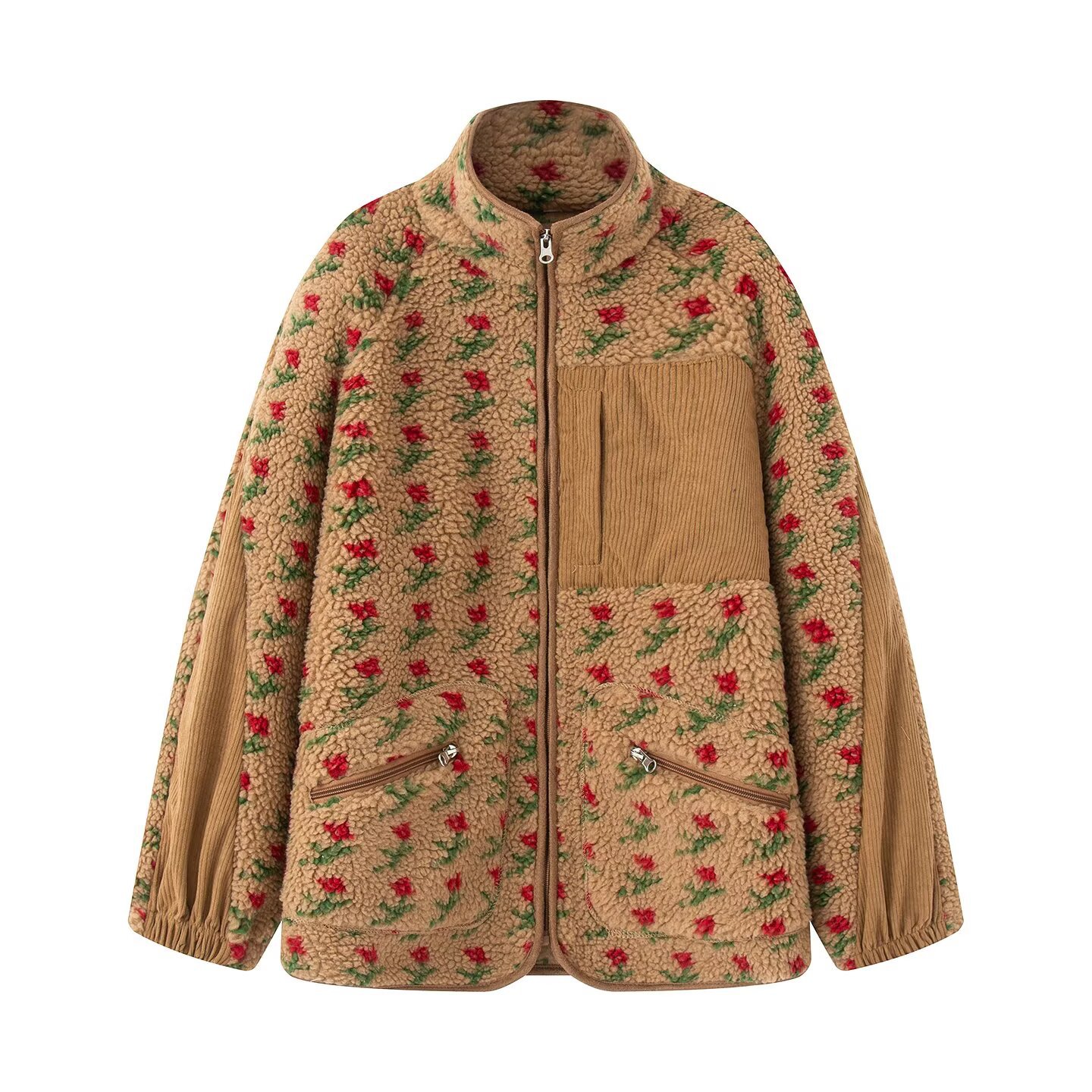 เสื้อแจ็คเก็ตแฟชั่นลายดอกไม้สำ - Sherpa Coat Women บทวิจารณ์และราคา