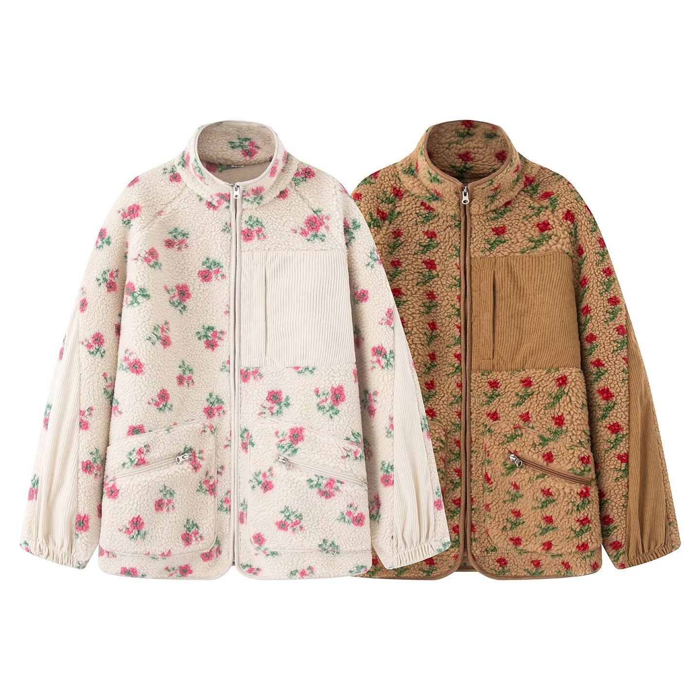เสื้อแจ็คเก็ตแฟชั่นลายดอกไม้สำ - Sherpa Coat Women บทวิจารณ์และราคา