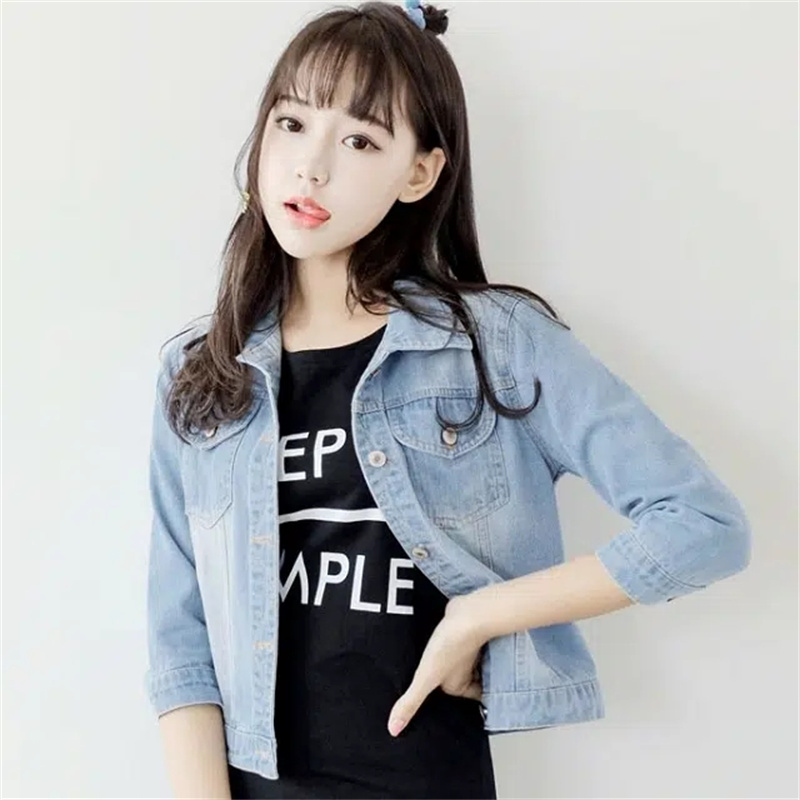 แจ็คเก็ตยีนส์ผู้หญิงครึ่งแขนแจ - Women'S Fashion Denim Jacket บทวิจารณ์และราคา