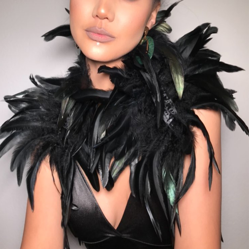 สีดำธรรมชาติ Feather Shrug ผ้า - Women'S Fashion Harness บทวิจารณ์และราคา
