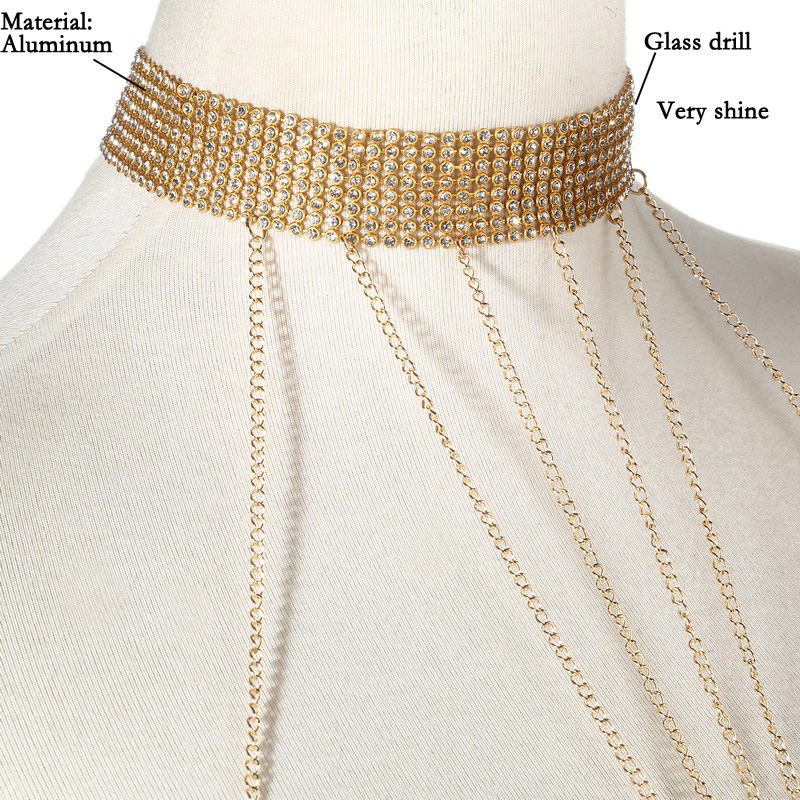 ทองสีBody Chainผู้หญิงRhinesto - Women'S Fashion Harness บทวิจารณ์และราคา