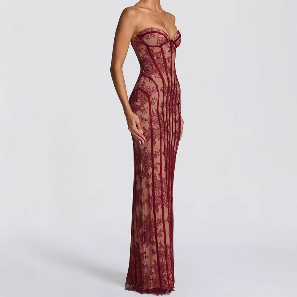 เดรสยาวทรงบอดี้คอนแบบไร้สายสำห - Bodycon Dress Women บทวิจารณ์และราคา