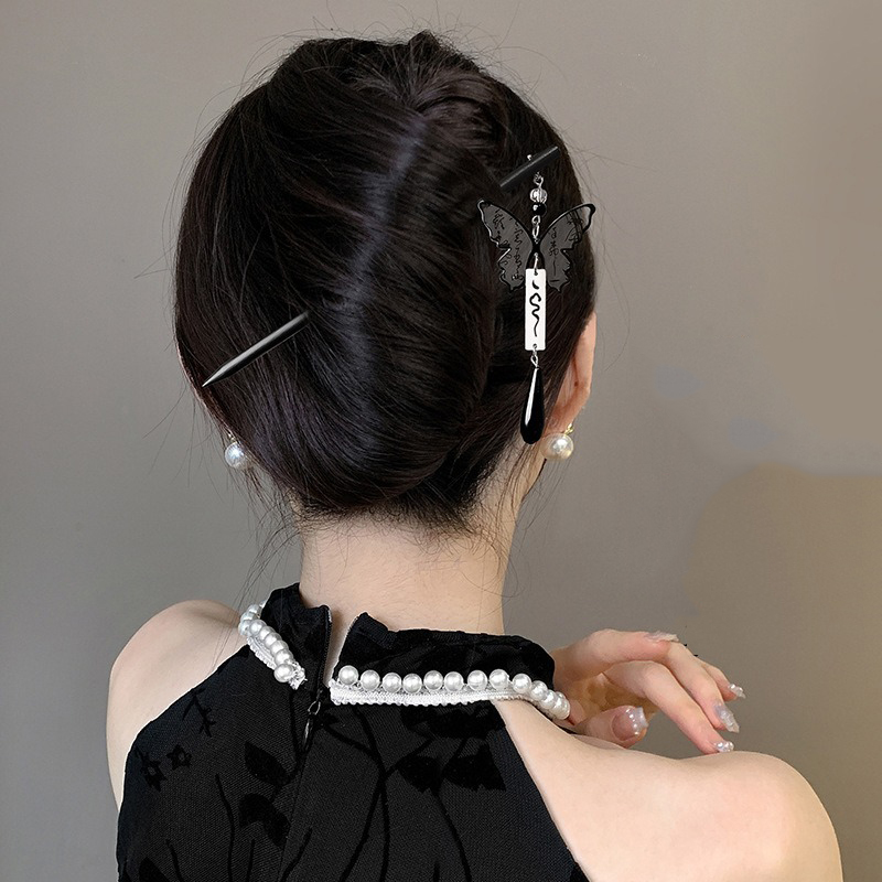 กิ๊บติดผมไม้ลายหมึกจีนโบราณ 1  - Women Fashion Hair Style บทวิจารณ์และราคา