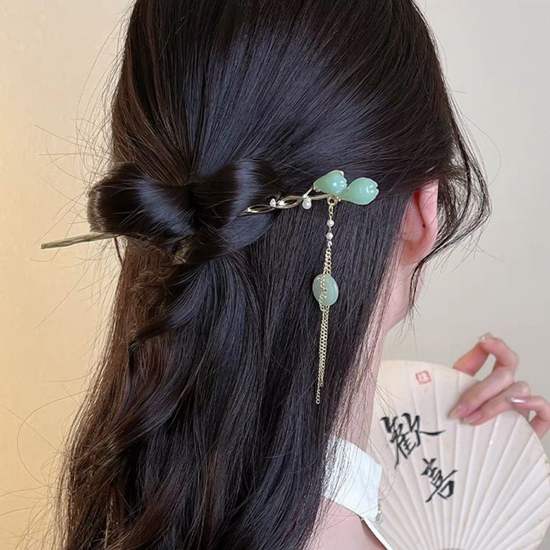 ปิ่นปักผมสไตล์จีนสีเขียว 1 ชิ้ - Women Fashion Hair Style บทวิจารณ์และราคา