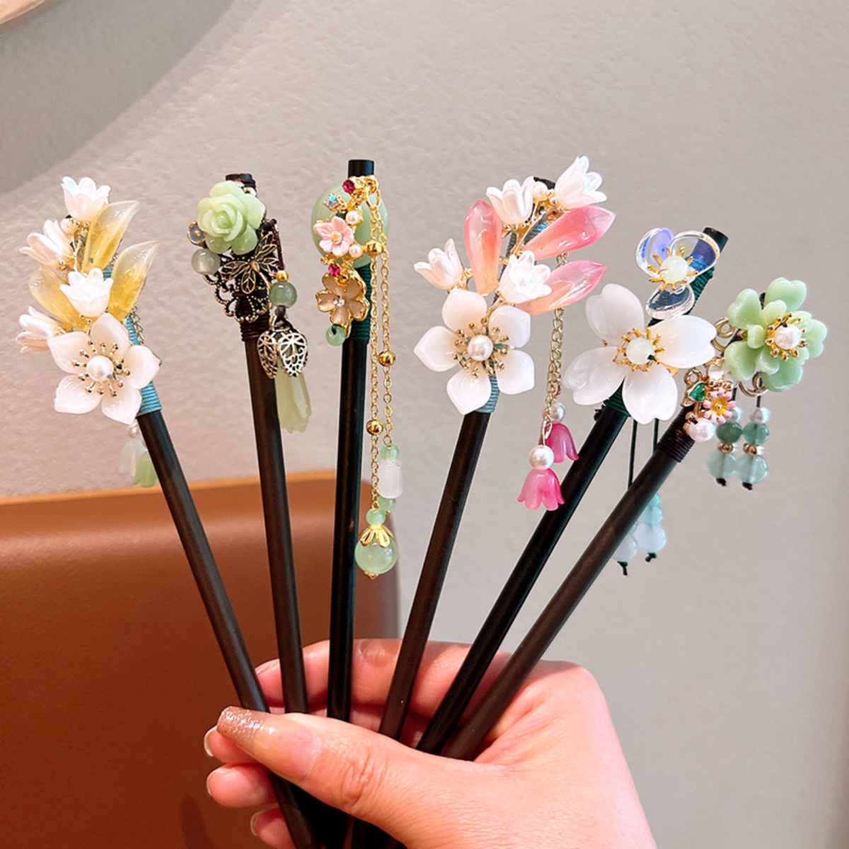 ประณีตดอกไม้พู่ไม้ Hairpin Ret - Women Fashion Hair Style บทวิจารณ์และราคา