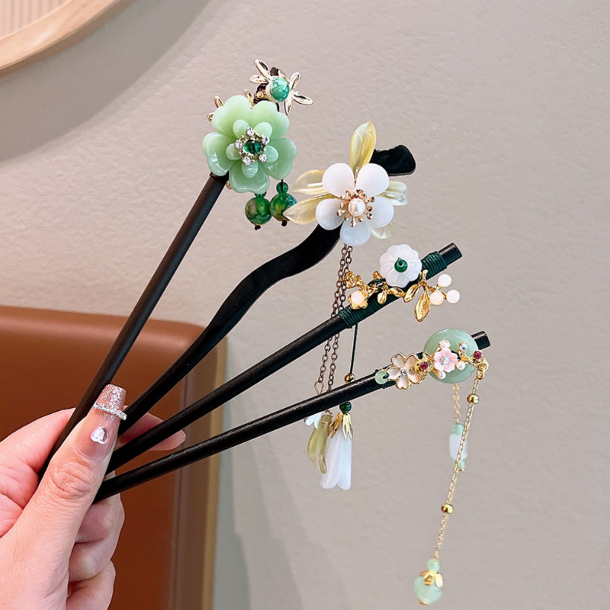 ประณีตดอกไม้พู่ไม้ Hairpin Ret - Women Fashion Hair Style บทวิจารณ์และราคา