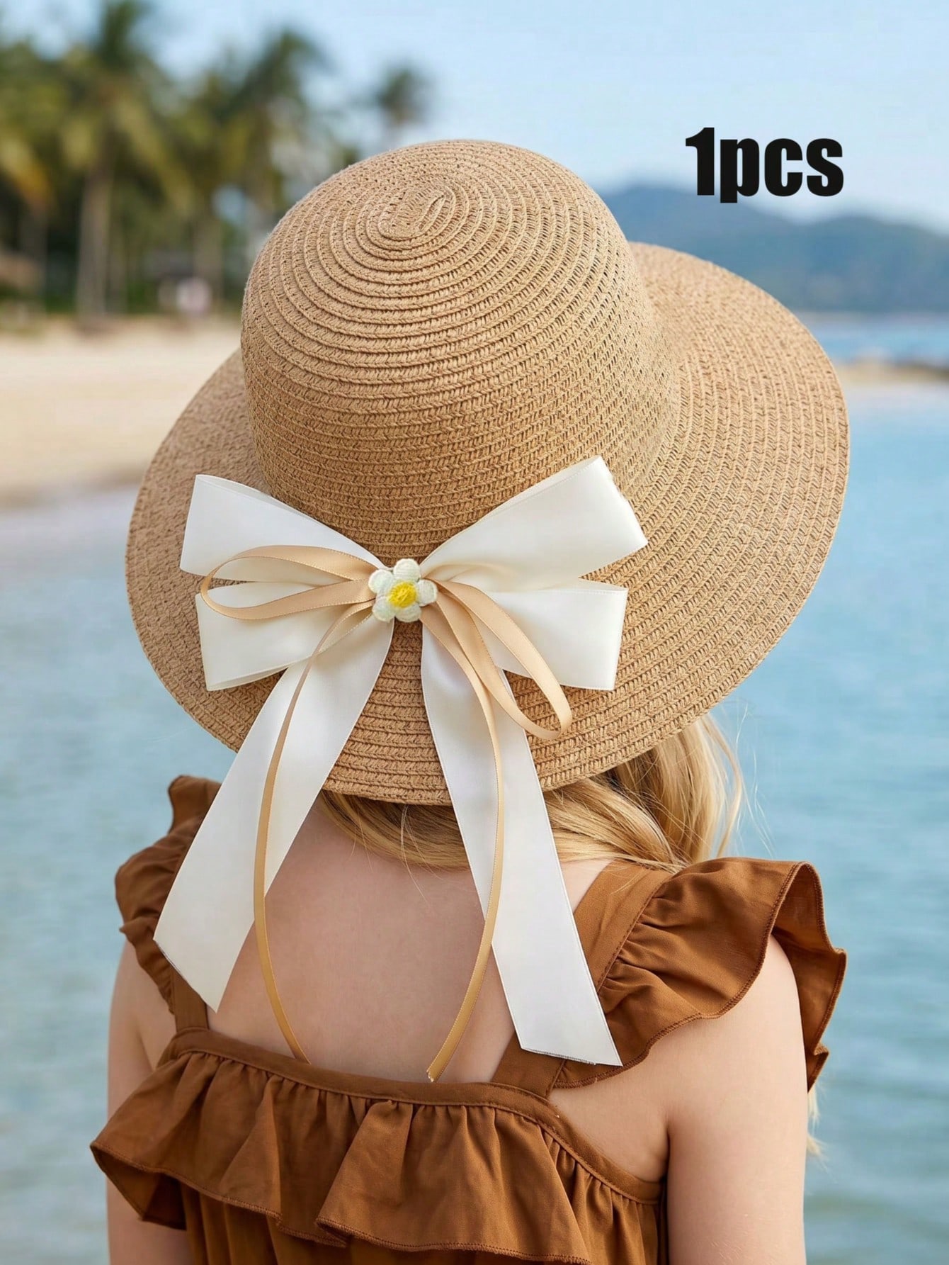 หมวกฟางสานลายโบว์สีกาแฟสำหรับเ - Straw Hat Summer บทวิจารณ์และราคา